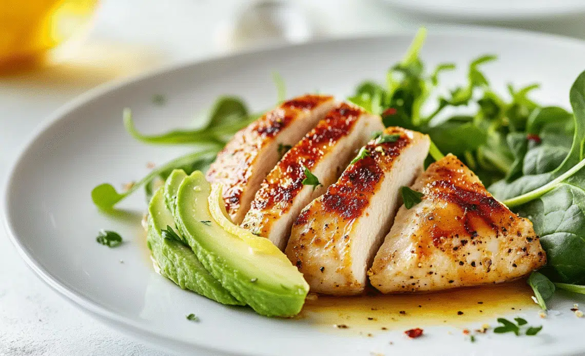 Lemon-Garlic Chicken with Spinach & Avocado