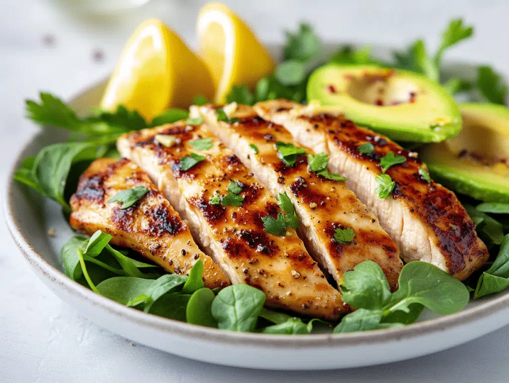 Lemon-Garlic Chicken with Spinach & Avocado