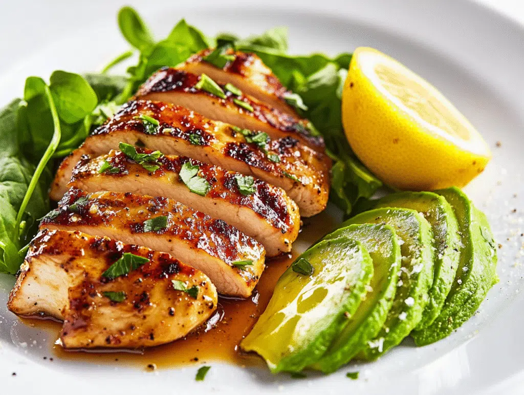 Lemon-Garlic Chicken with Spinach & Avocado