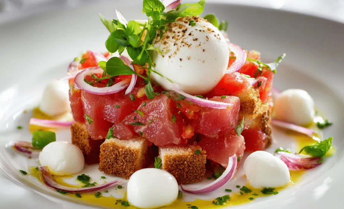 Panzanella with Burrata and Tuna