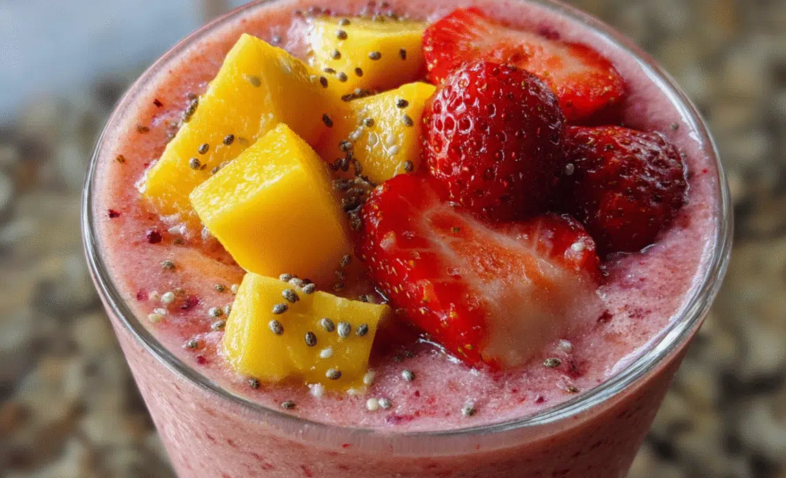 Strawberry-Mango Chia Seed Smoothie