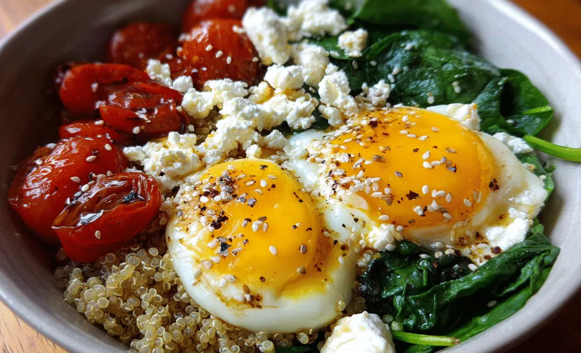 Breakfast Bowl with Egg Spinach & Feta