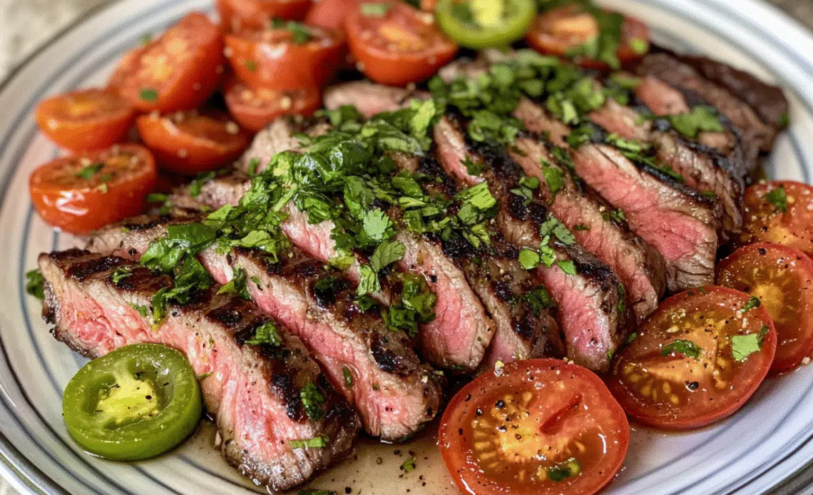 Grilled Flank Steak with Tomato Salad