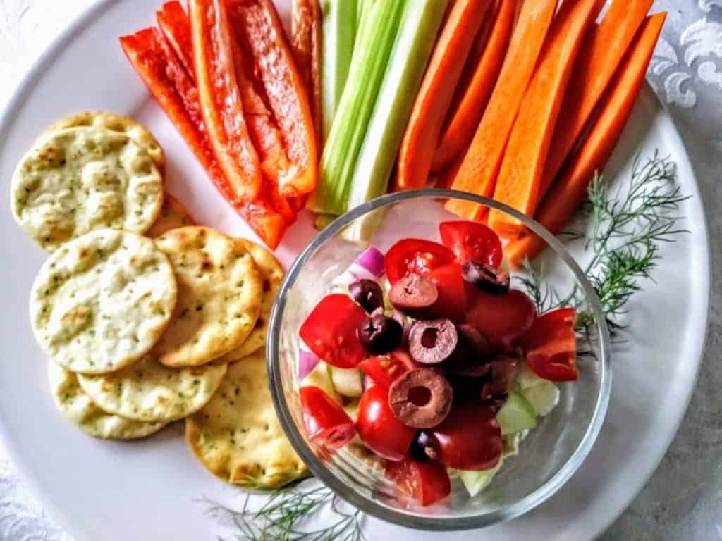 Carrot and Bell Pepper Sticks with ¼ cup Hummus