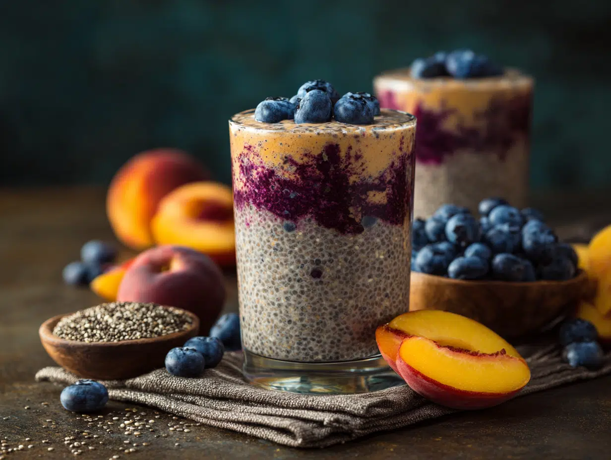Blueberry-Peach Chia Seed Smoothie