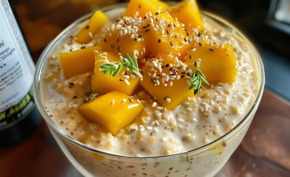 High-Protein Mango & Tahini Overnight Oats
