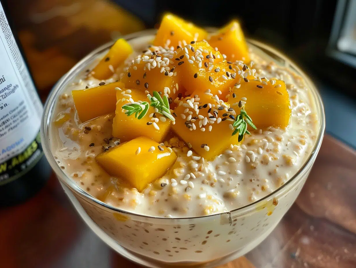 High-Protein Mango & Tahini Overnight Oats