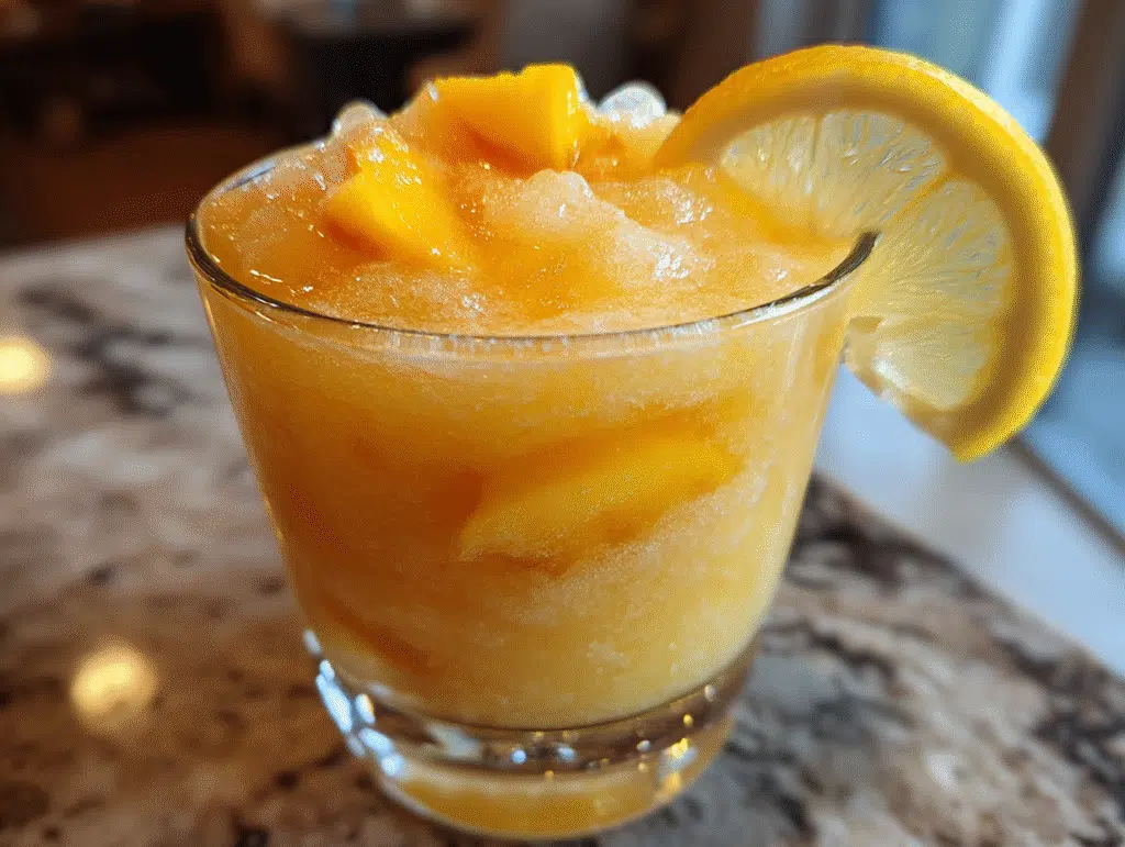 the Frozen Peach Bee’s Knees Cocktail