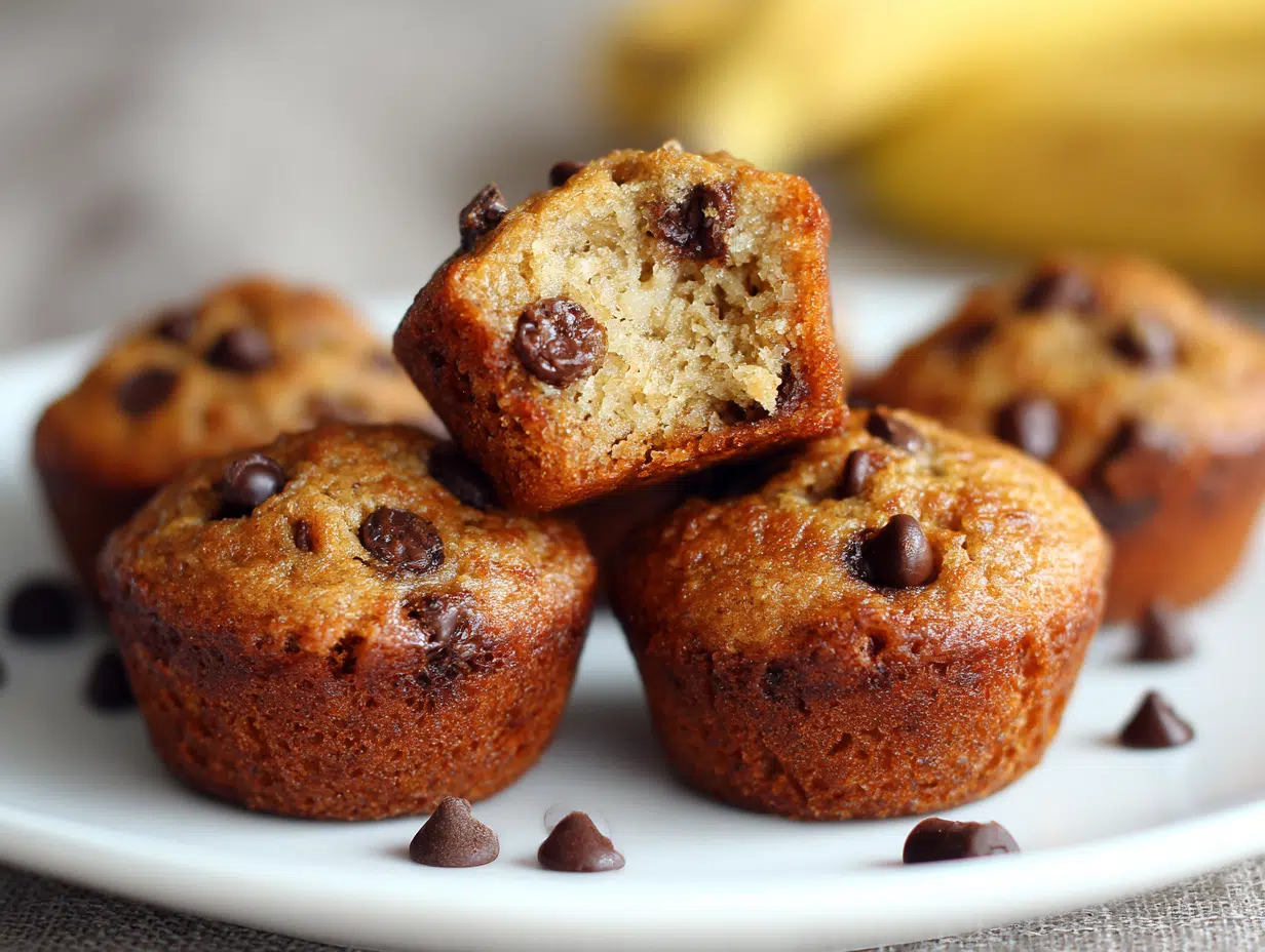 Flourless Banana Chocolate Chip Mini Muffins