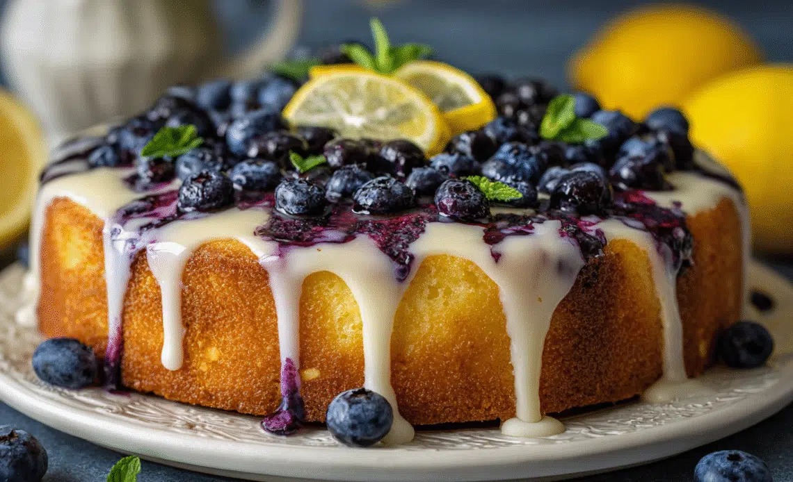 High-Protein Lemon-Blueberry Cake