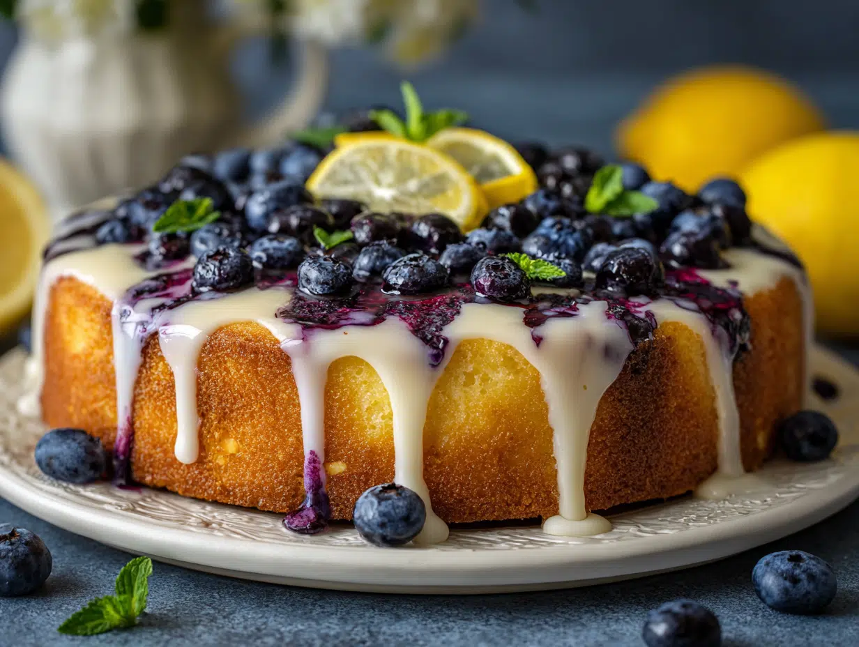 High-Protein Lemon-Blueberry Cake
