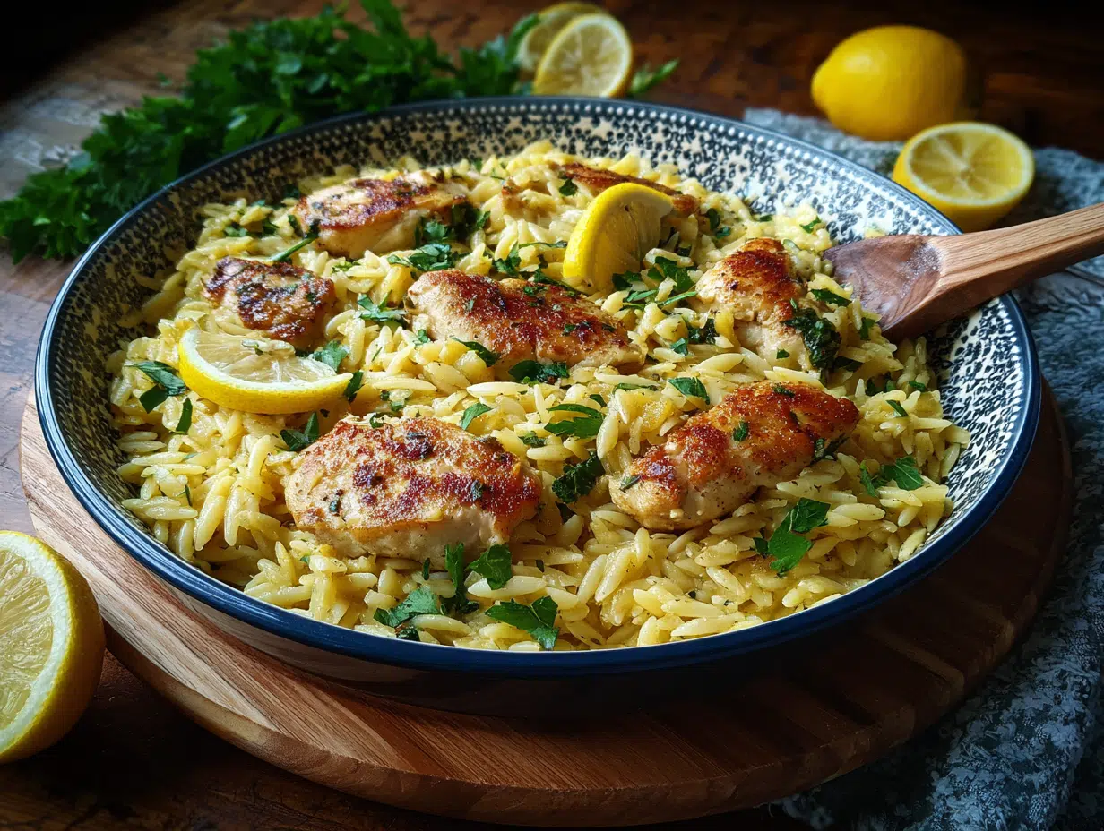 High-Protein Lemon Chicken Orzo