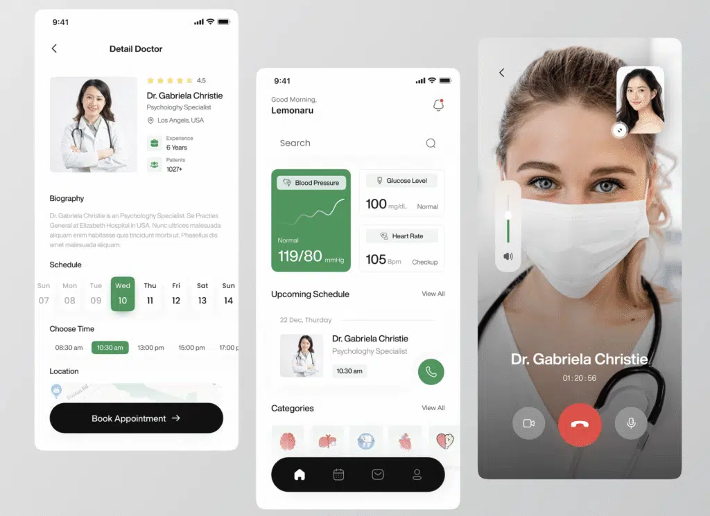 Screenshot showing a secure interface of a telehealth platform for women’s healthcare.