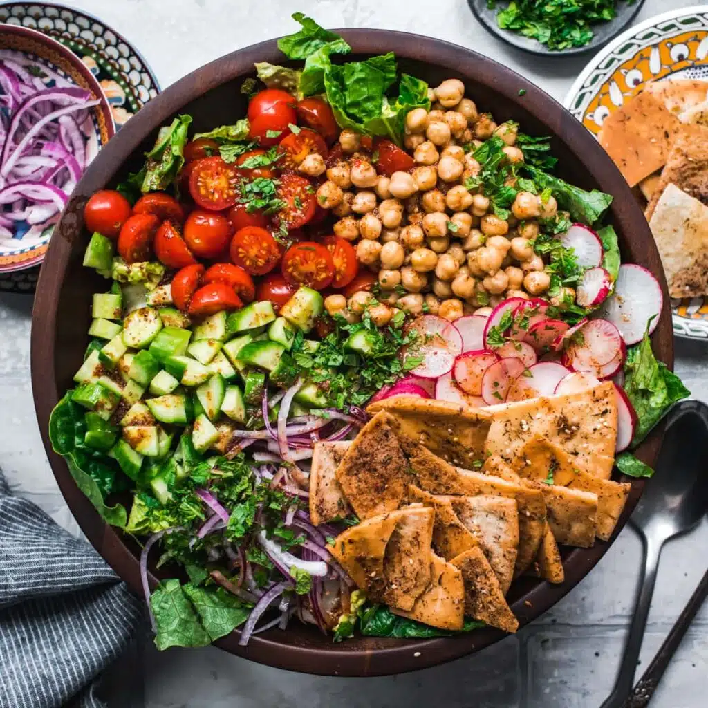 Chickpea Chopped Salad with Pita Chips