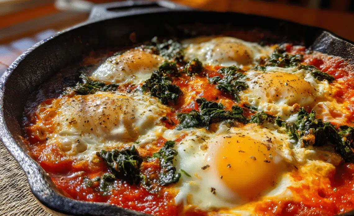 Baked Eggs in Tomato Sauce with Kale: A Wholesome Delight