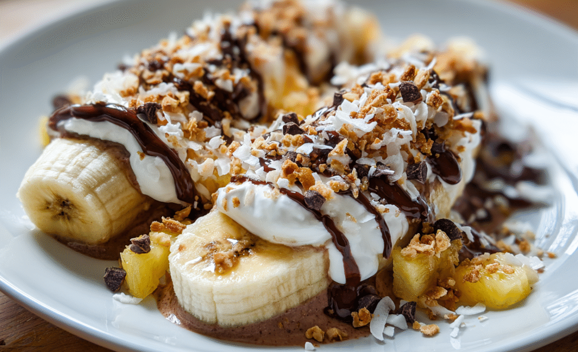 Sizzle Up Your Mornings with a Chocolate-Coconut Breakfast Banana Split