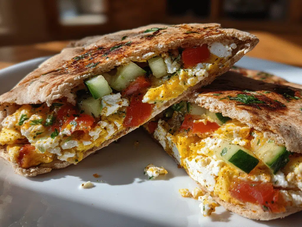 Egg Tomato And Feta Breakfast Pita