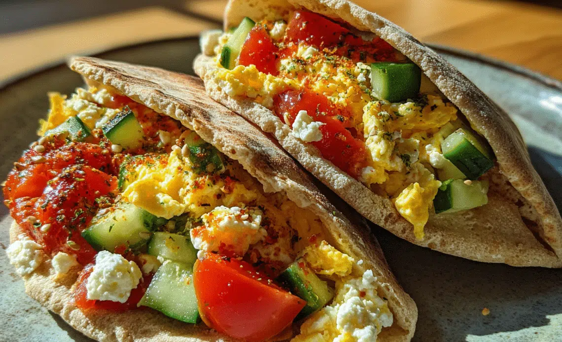 Egg Tomato & Feta Breakfast Pita
