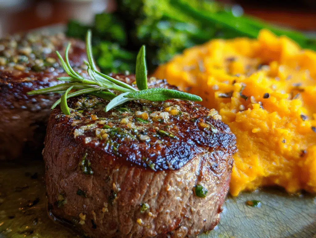 Filet Mignon for Two with Sweet Potato Mash: The Perfect Healthy Romantic Dinner
