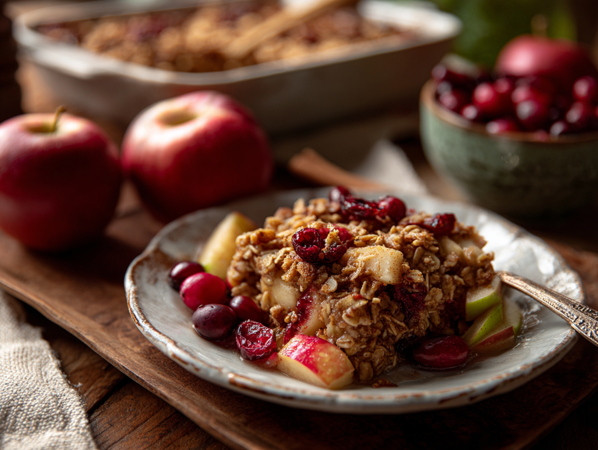High-Fiber Apple-Cranberry Baked Oats: A Cozy, Gut-Healthy Breakfast