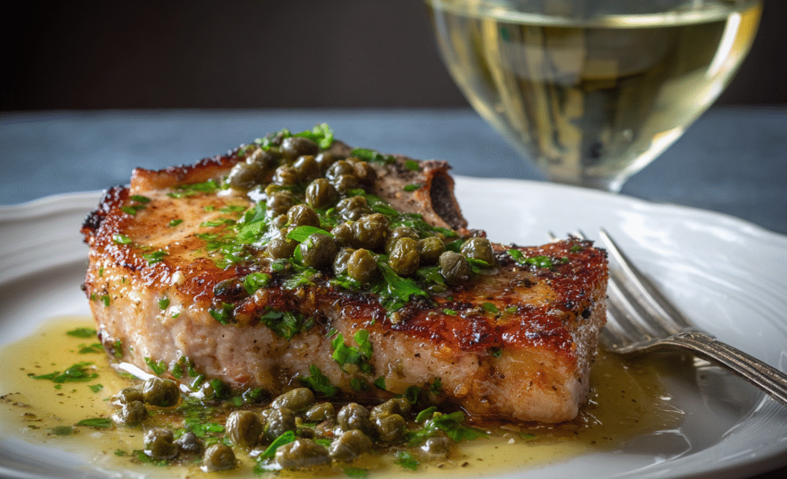 Pork Chops with White Wine and Capers