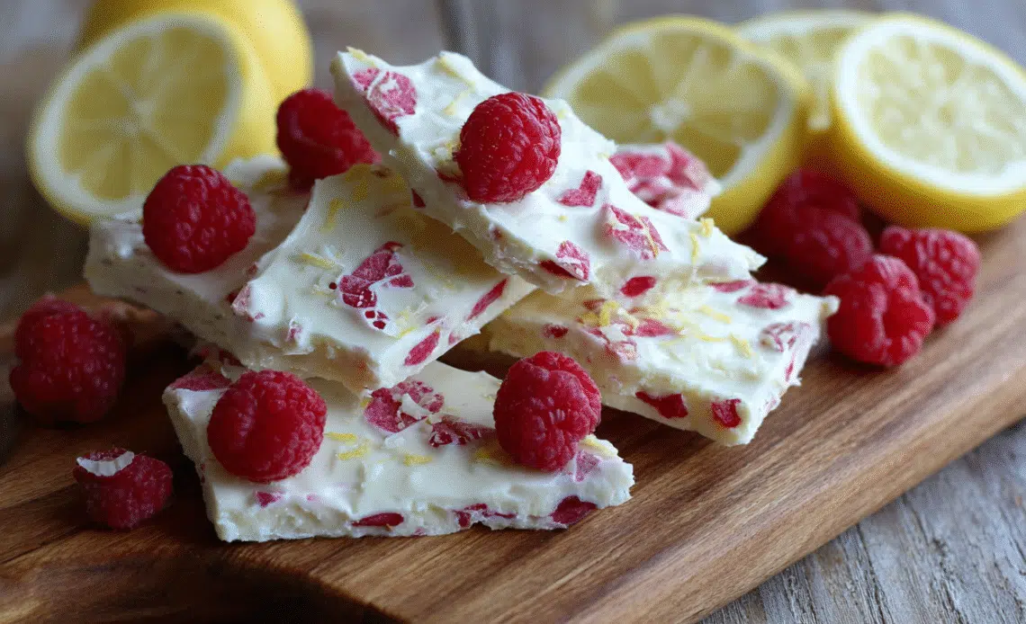 Raspberry-Lemon Greek Frozen Yogurt Bark