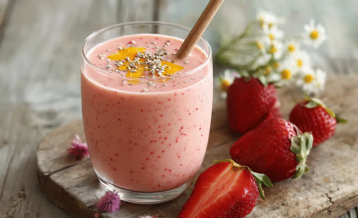 Strawberry-Mango Chia Seed Smoothie