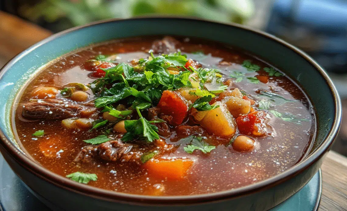 Harira: Moroccan Tomato, Lentil and Beef Soup