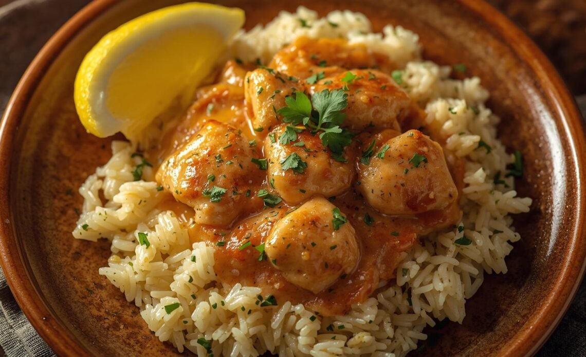 Indulge in Chicken Scampi with Garlic Parmesan Rice
