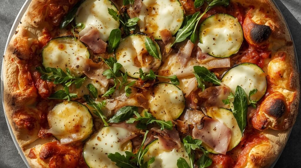 Our Fresh Courgette - Rocket and Ham Pizza Recipe: Guilt-Free Indulgence