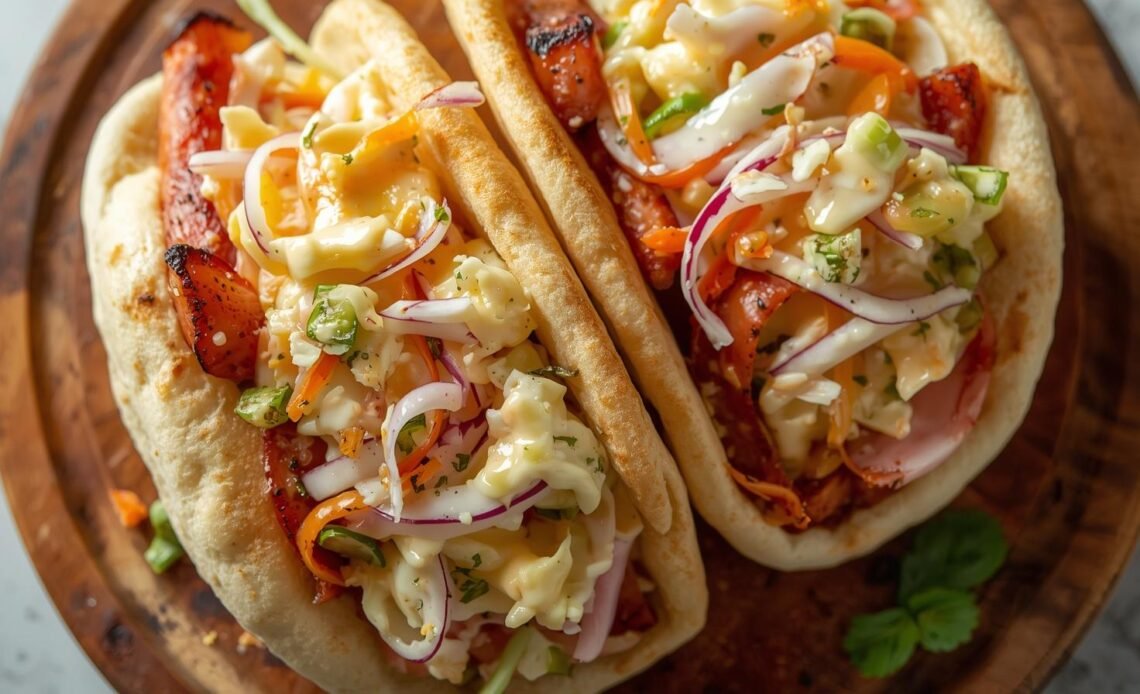 Ham and Fresh Coleslaw Pittas Recipe