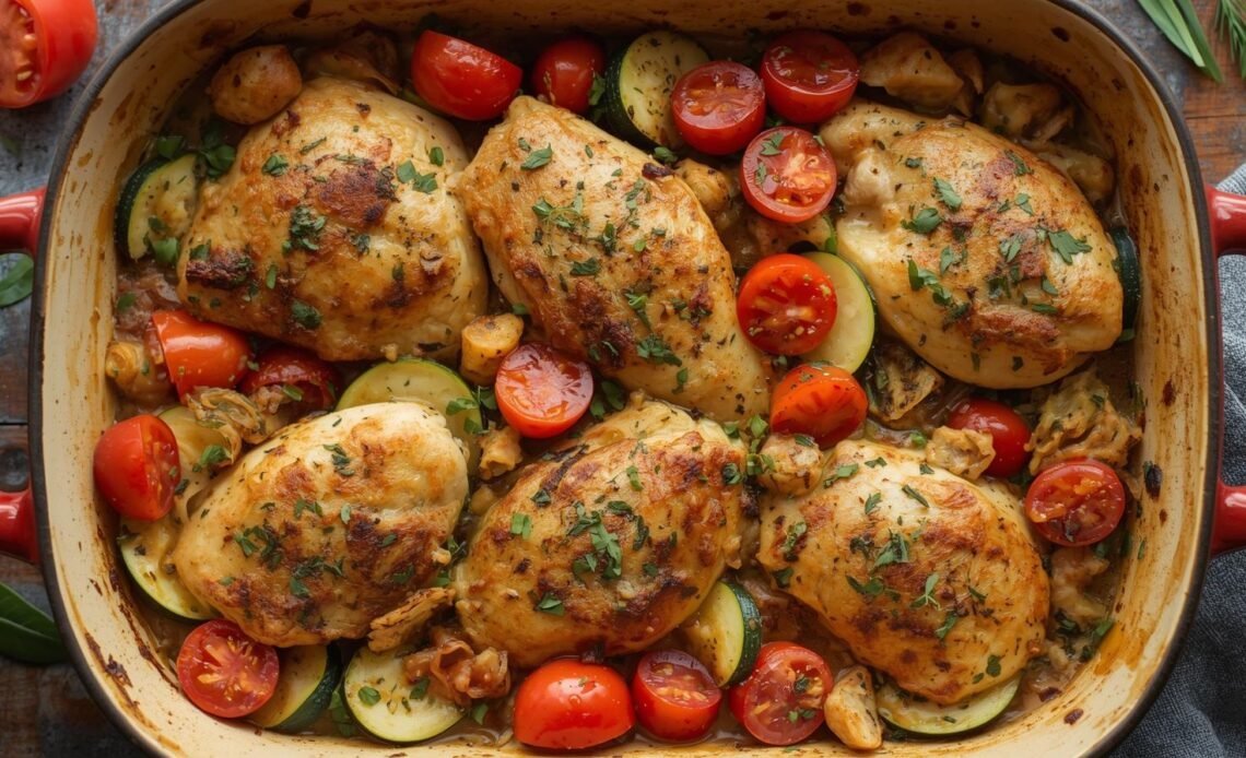 Mediterranean Chicken Zucchini Bake Recipe – Easy Dinner Idea