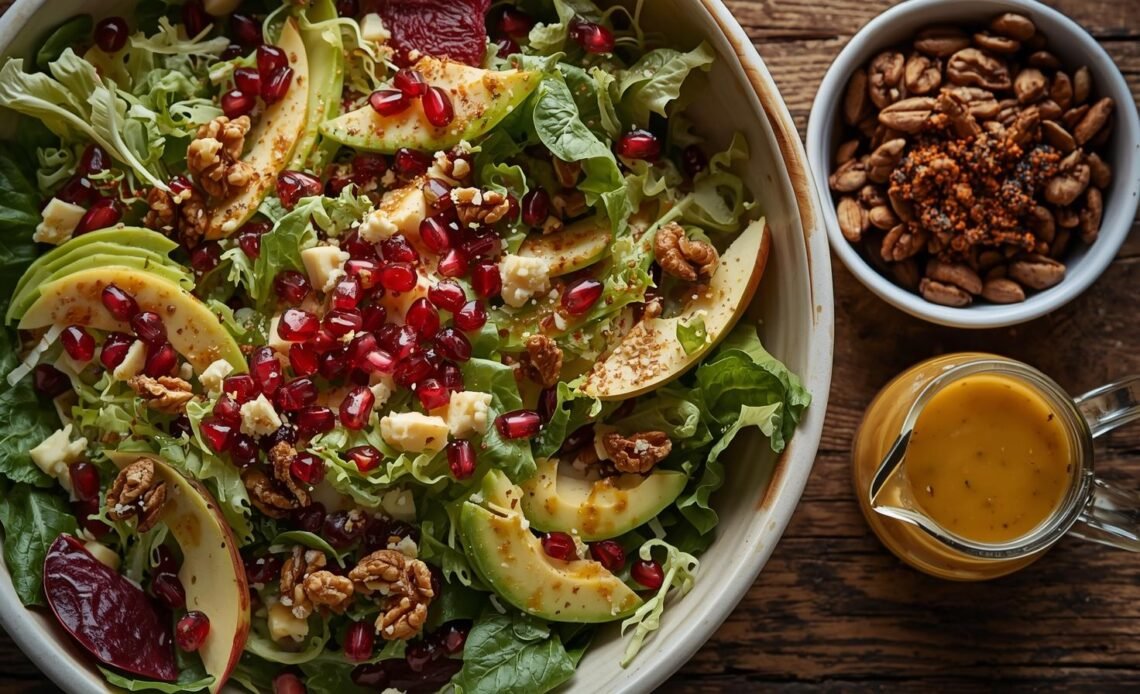 Pomegranate Christmas Salad with Honey Mustard Dressing