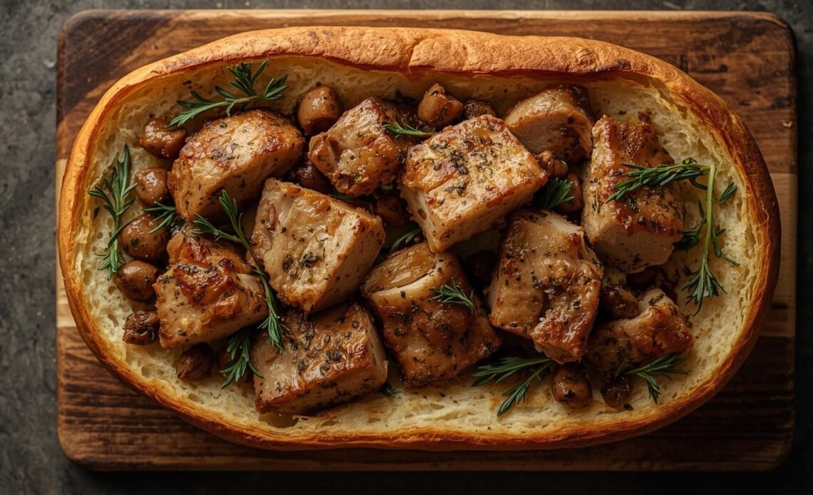 Pork and Garlic Bread Bake Recipe