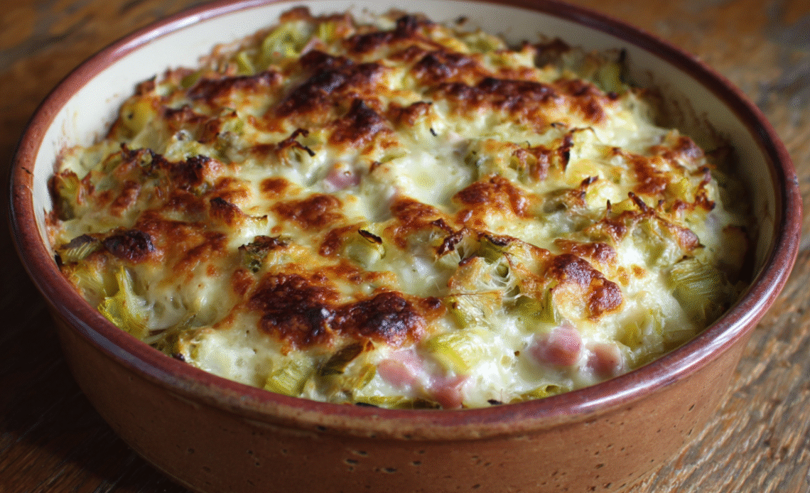 Cheesy Ham and Leek Bake