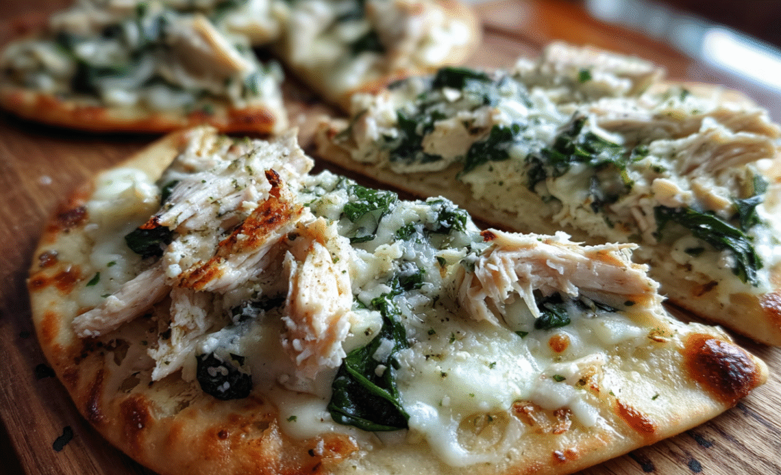 Savor Every Bite: Mediterranean Chicken and Spinach Flatbread