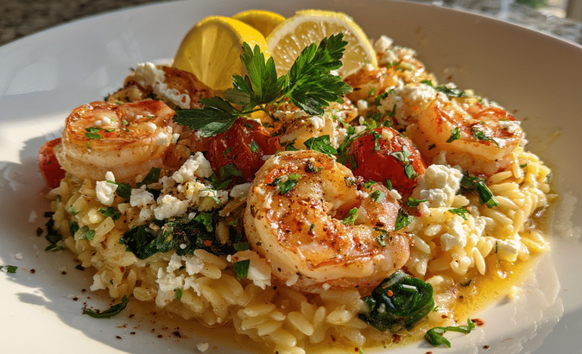Bright and Flavorful: Discover Lemon Feta Orzo Shrimp