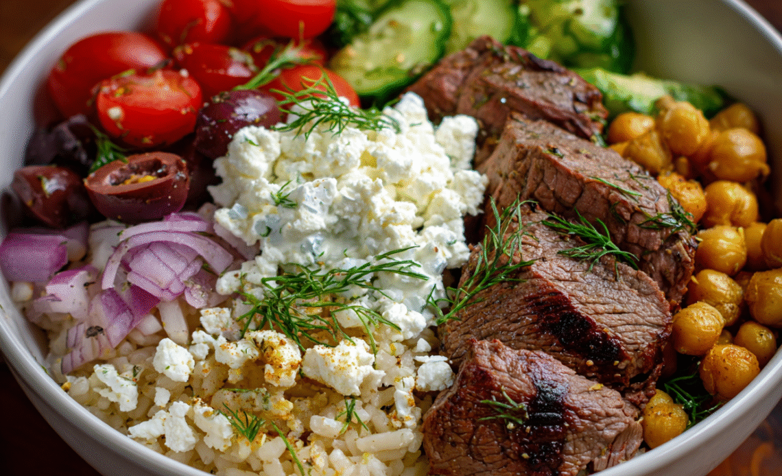 Quick & Easy Mediterranean Steak Bowl Recipe