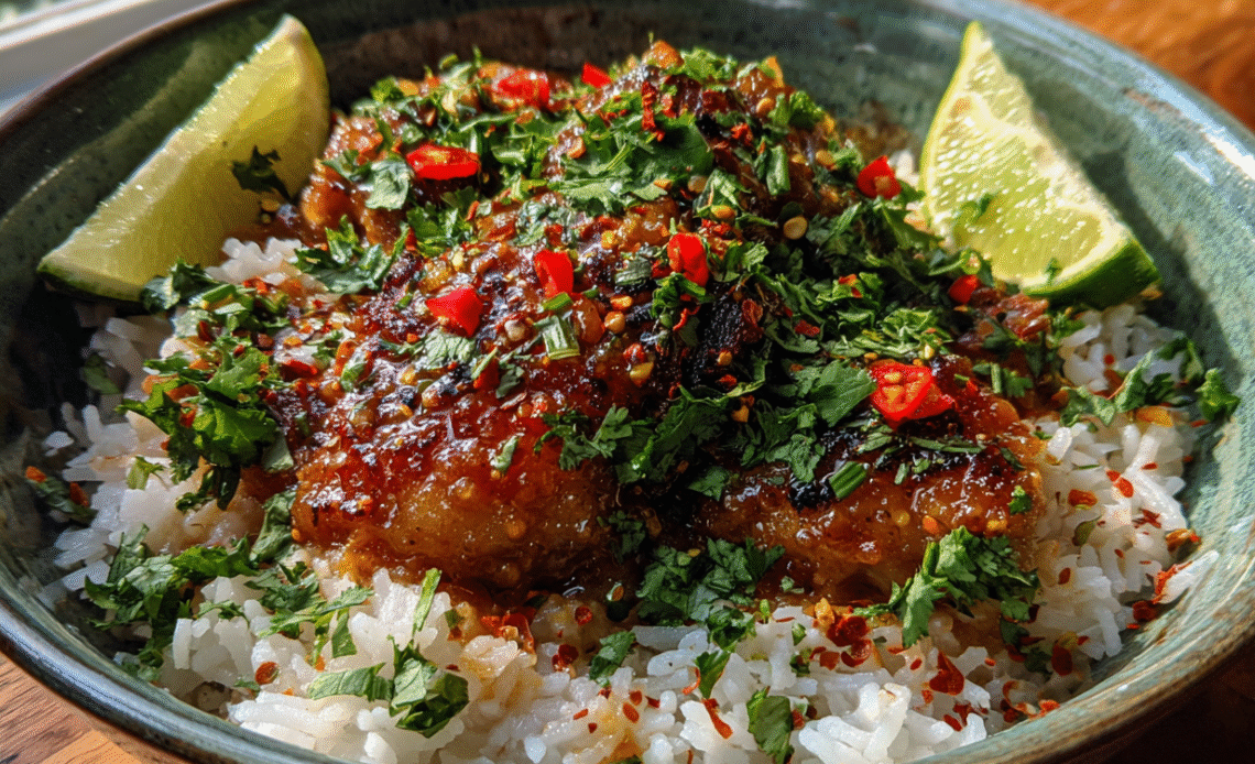 Discover the Delight of Sweet Chili Chicken Bowl with Coconut Lime Drizzle