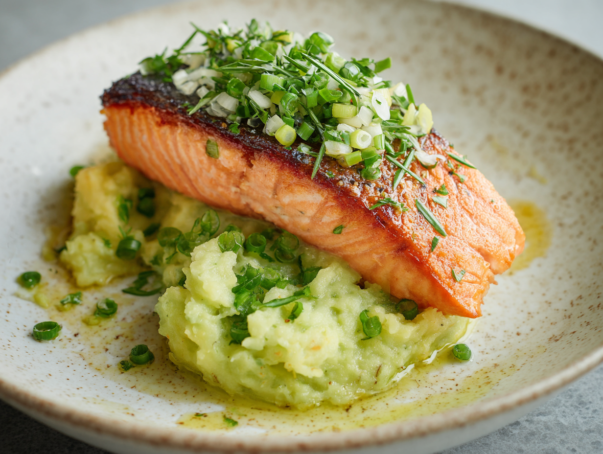 Salmon with Spring Onion Mash: Chef-Style, Easy, and Incredibly Healthy
