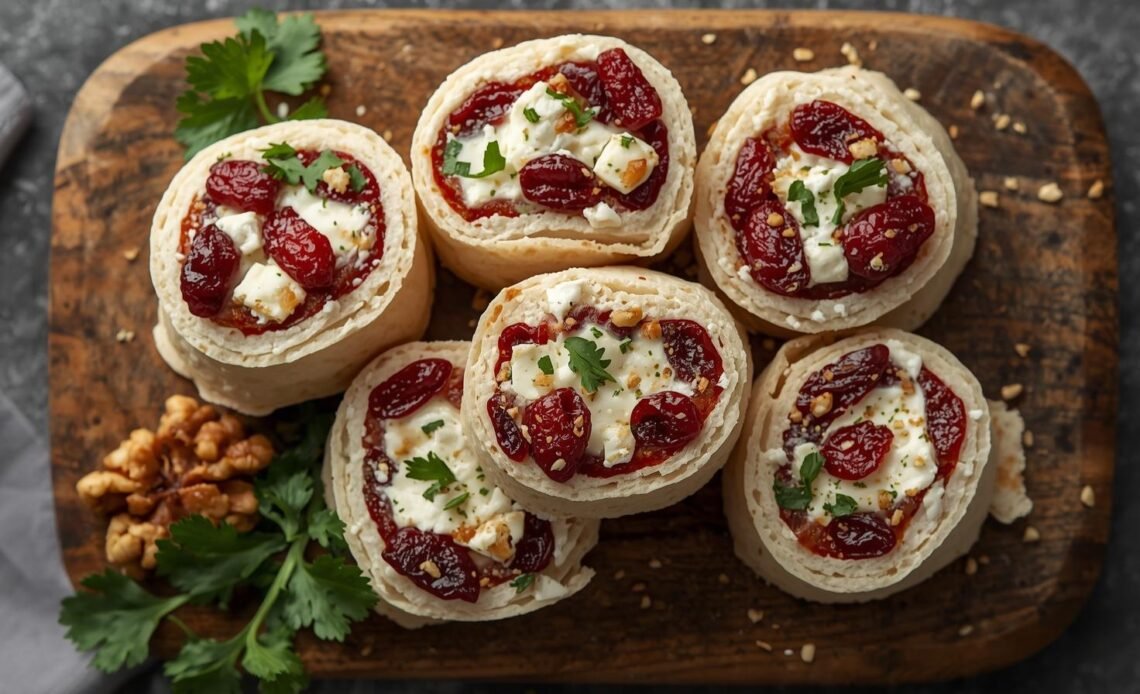 Cranberry Feta Pinwheels with Cream Cheese