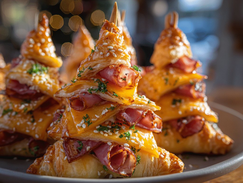 Ham & Cheese Puff Pastry Christmas Trees recipe