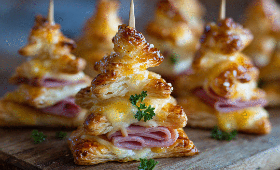 Ham & Cheese Puff Pastry Christmas Trees