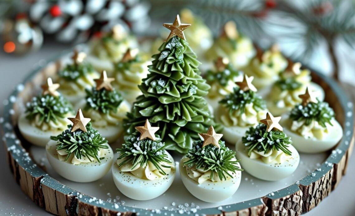 Holiday Party Food Deviled Egg Trees – A Festive, Healthy Holiday Twist