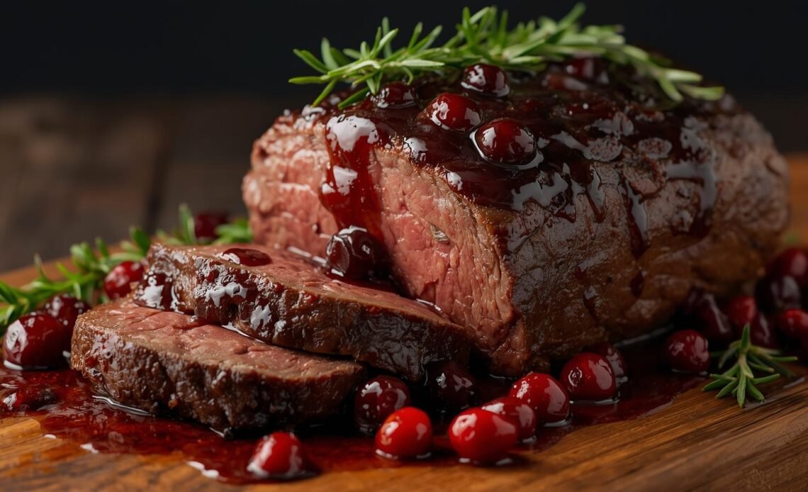 Slow-Braised Beef Roast with Cranberry Balsamic Glaze: A Flavorful Family Feast