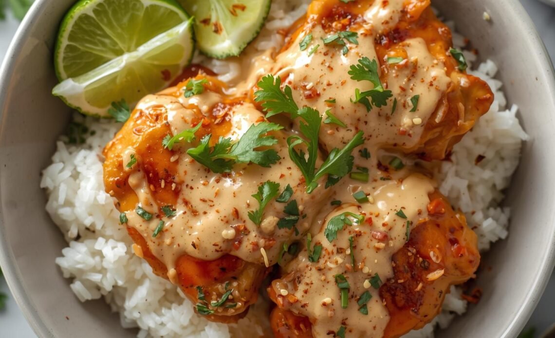 Sweet Chili Chicken Bowl with Coconut Lime Drizzle