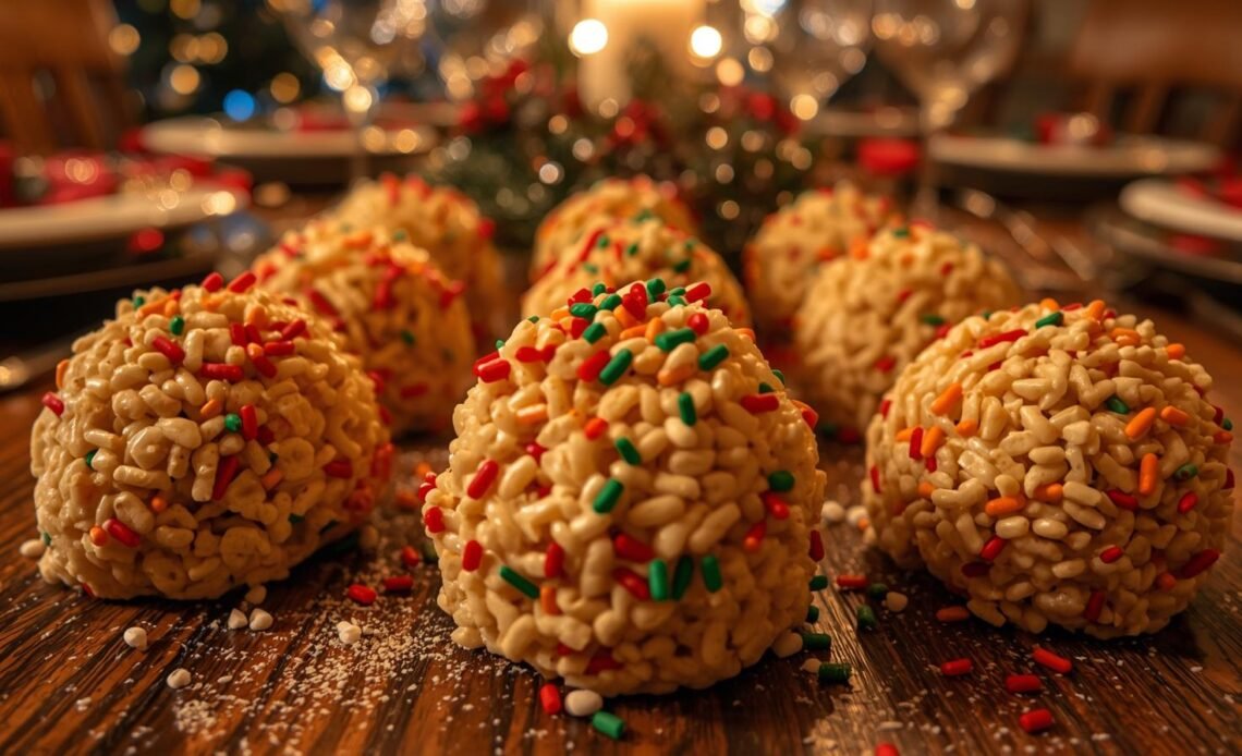 Christmas Rice Crispy Treats – Easy Holiday Balls With Sprinkles