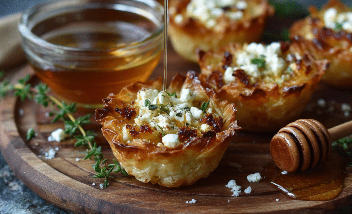 Crispy Feta And Hot Honey Phyllo Cups