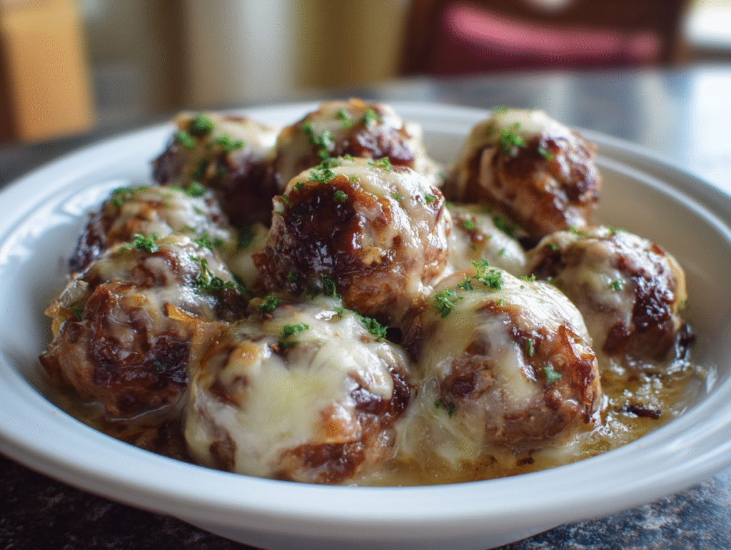 Cheesy French Onion Meatballs