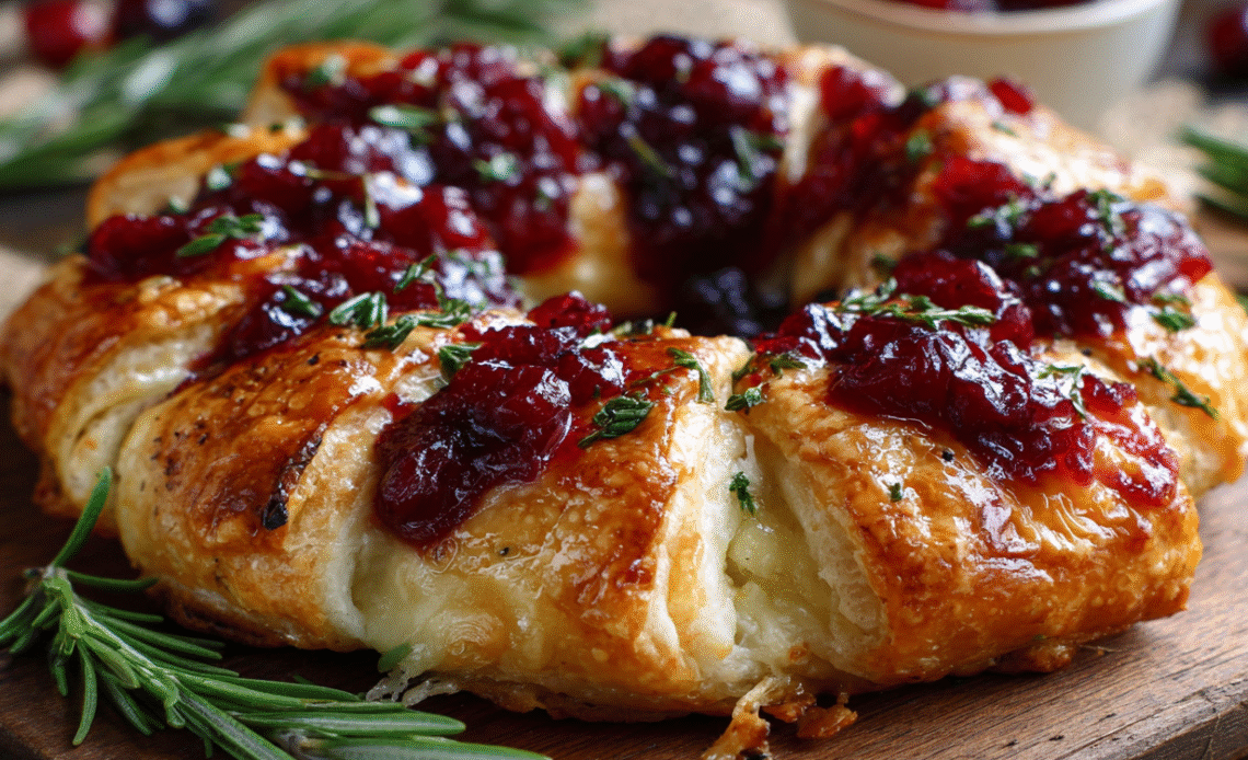 Brie Cheese and Cranberry Christmas Wreath: A Beautiful, Flavor-Packed Holiday Appetizer